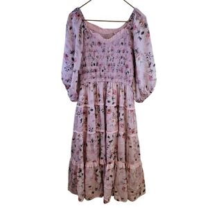 Ivy City Co pink floral prairiecore dress - S.            N33